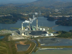A Duke Energy power plant and coal ash ponds outside Asheville.   Credit zen Sutherland