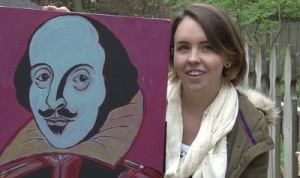 This acrylic painting of Shakespeare links back to Abigail's performing days in musical theatre.   