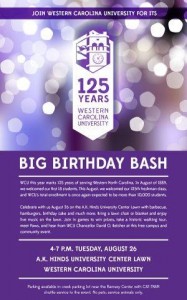 The official Birthday Bash poster. Photo taken from the WCU 125 Facebook Page