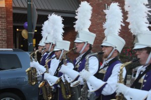 WCU Homecoming 2014 Main Street Parade. The saxophonists of the Pride of the Mountains marching band. Photo by Michael Williams