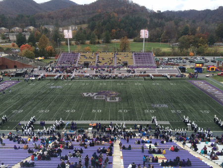 The stage is set for the Chattanooga-WCU football game. Barrett Boyles. 2014.