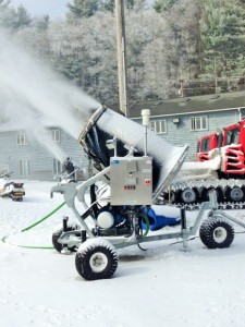 The snow blowing machines were on at the time I was learning how to snowboard. Photo by Alina Voronenko