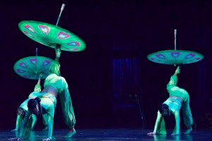 The Acrobats performing with parasols. Photograph by Storm Favara