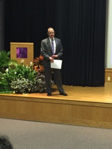 Chancellor David Belcher speaks at the educational forum. Photo credit: Haley Smith. 