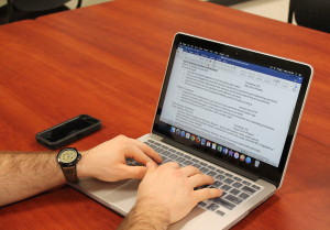 WCU student, Bradley Lucore, working on his resume. Photo by Haley Smith.