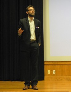 Director of the Center for Service Learning, Lane Perry, introduces Intentional Conversations. Photo by Shelby LeQuire.