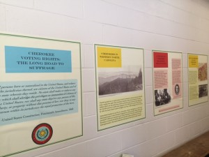 Some of the panels in the new Cherokee voting rights portion of the exhibit. Photo credit: Haley Smith