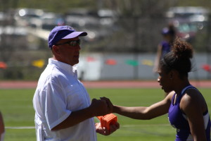 Coach Danny Williamson talking with one of Western Carolina's runners. Photo by Calvin Inman