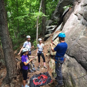 Haas guiding a small group on a climbing trip. Photo by