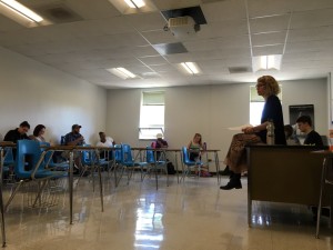 Laura Wright facilitates discussion during one of her classes. Photo by Tabitha Hill
