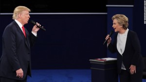 Trump and Clinton square off in the second presidential debate. Photo from CNN. 