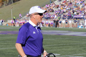 Coach Speir giving direction during Saturday's game against UTC. Photo by Calvin Inman.