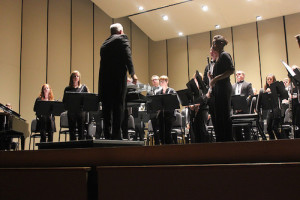 David Starnes conducts the wind ensemble in a performance of Vox Populi. Photo by Stephen Baldwin.