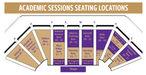Layout of seating in the Ramsey Center arena by academic session. Photo courtesy of 