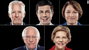 The top five candidates in the 2020 Democratic primary race. 