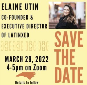 Elaine Utin speaking out to students about LatinxED