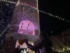 Clock tower rings in Christmas for Cullowhee