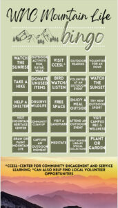 Mountain Life Bingo invites WCU community to explore campus and culture